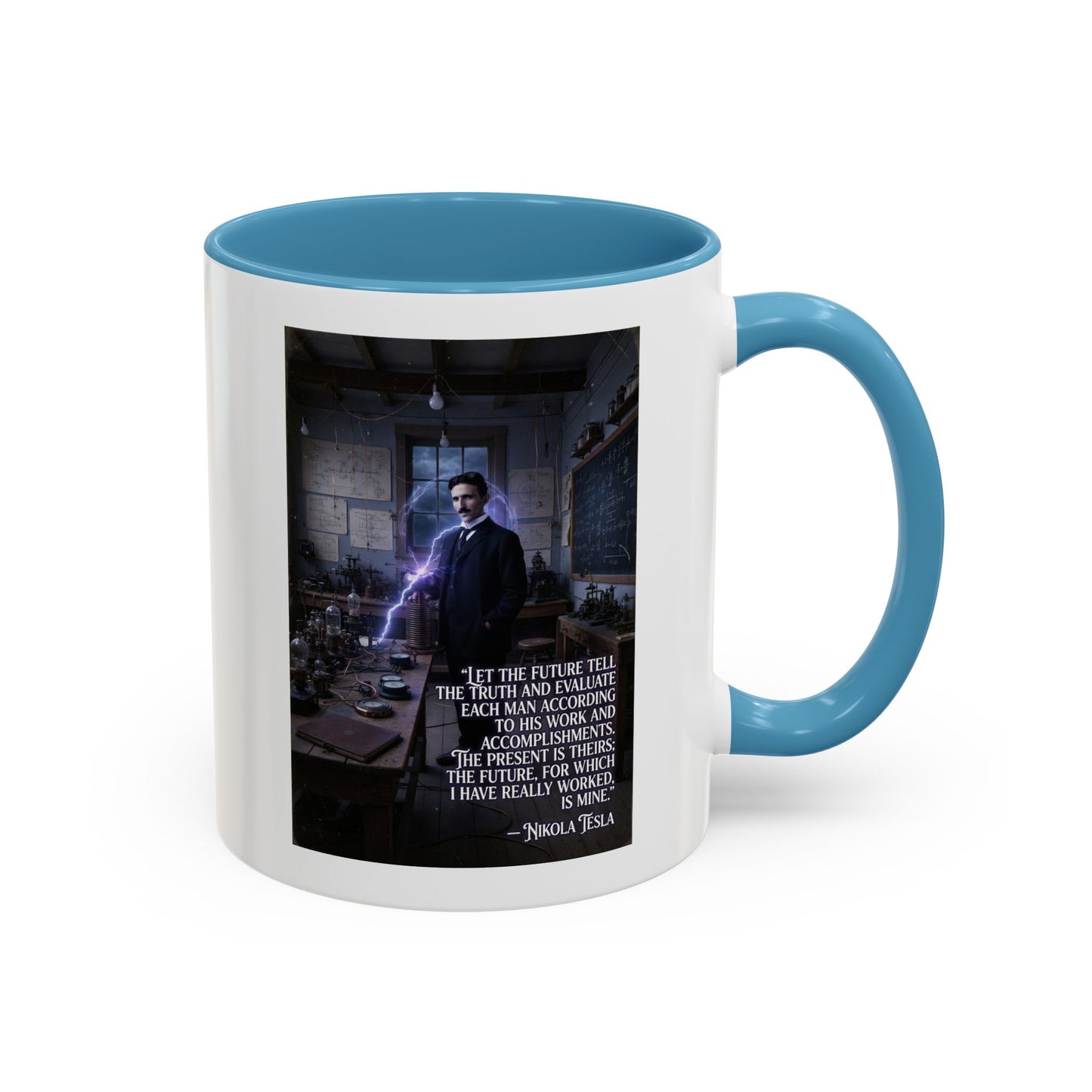 Motivational Nikola Tesla Accent Coffee Mug – Inspirational Science Quote