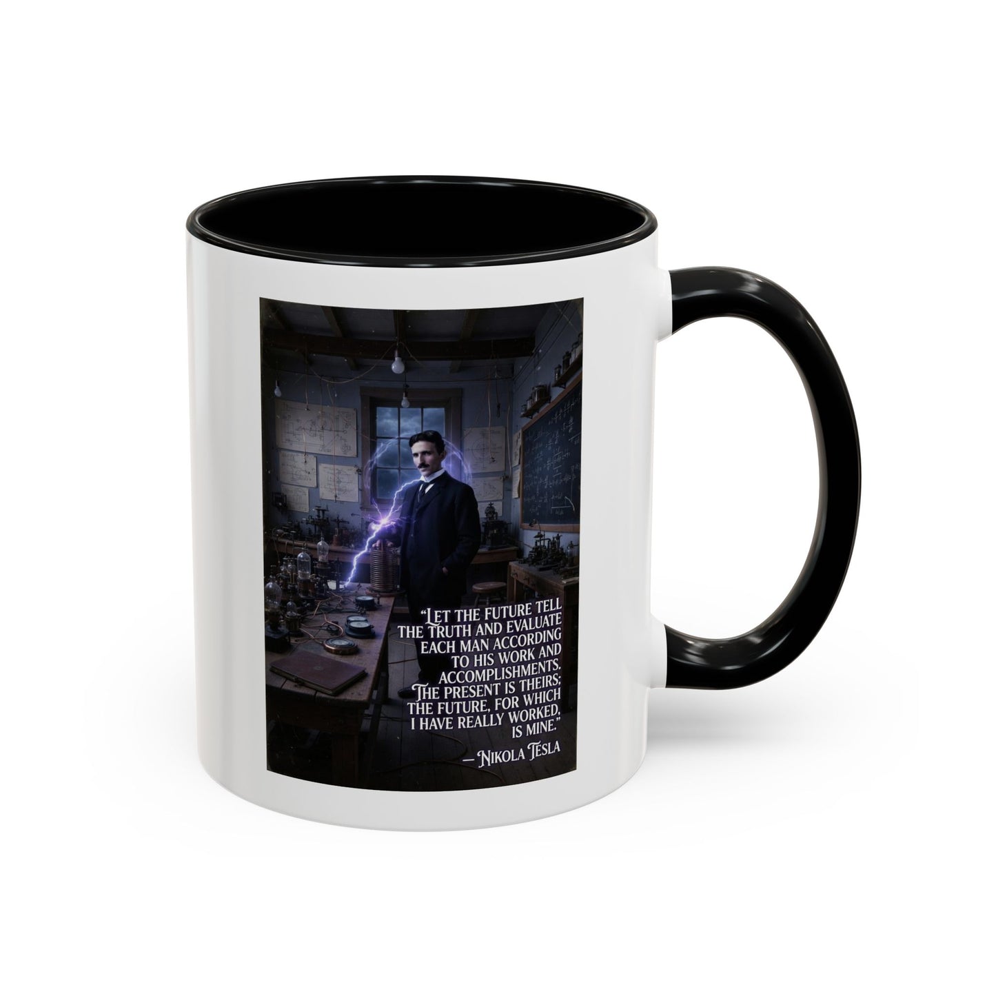 Motivational Nikola Tesla Accent Coffee Mug – Inspirational Science Quote