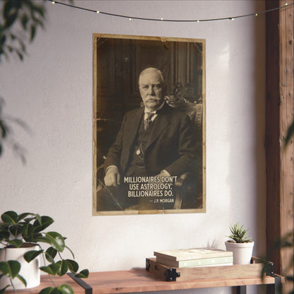 J.P. Morgan Quote Poster Matte Vertical Poster | Vintage Banker Portrait, Motivational Finance Wall Art