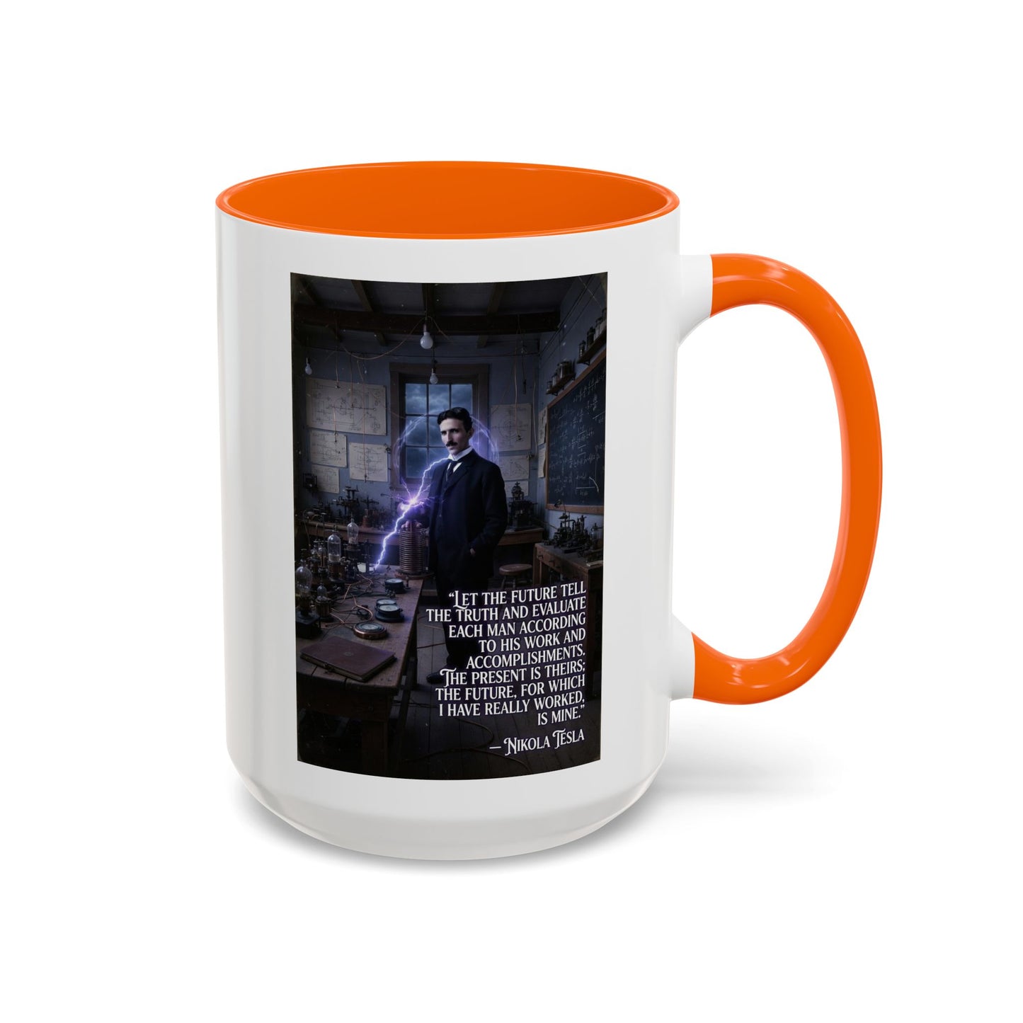 Motivational Nikola Tesla Accent Coffee Mug – Inspirational Science Quote