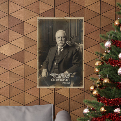 J.P. Morgan Quote Poster Matte Vertical Poster | Vintage Banker Portrait, Motivational Finance Wall Art