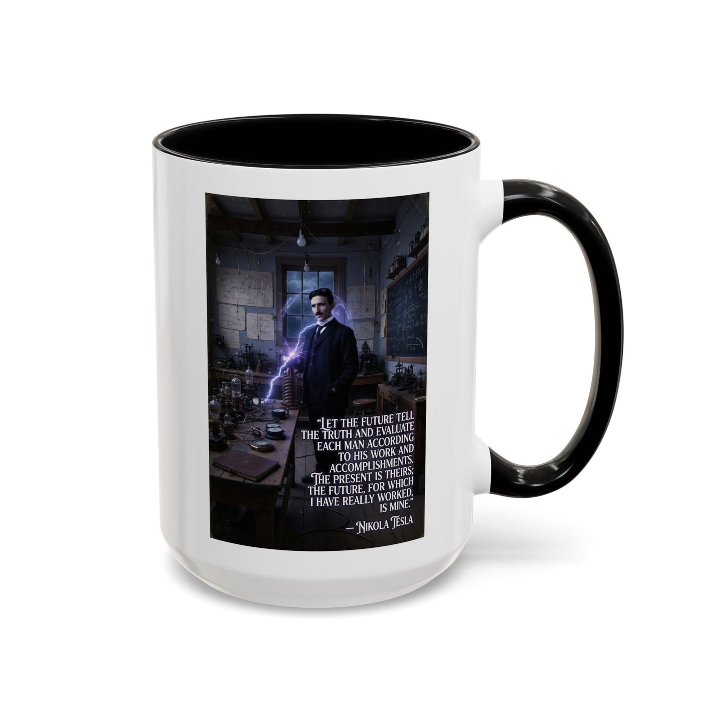 Motivational Nikola Tesla Accent Coffee Mug – Inspirational Science Quote
