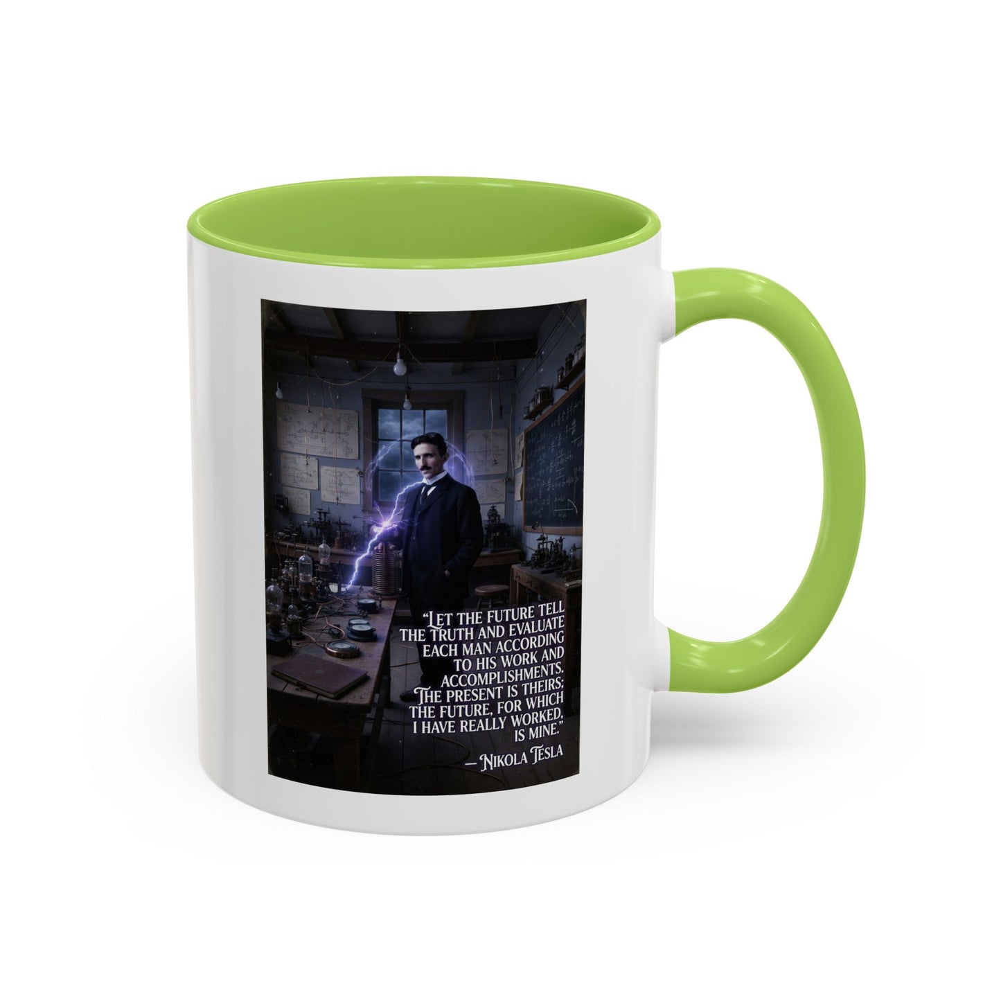 Motivational Nikola Tesla Accent Coffee Mug – Inspirational Science Quote