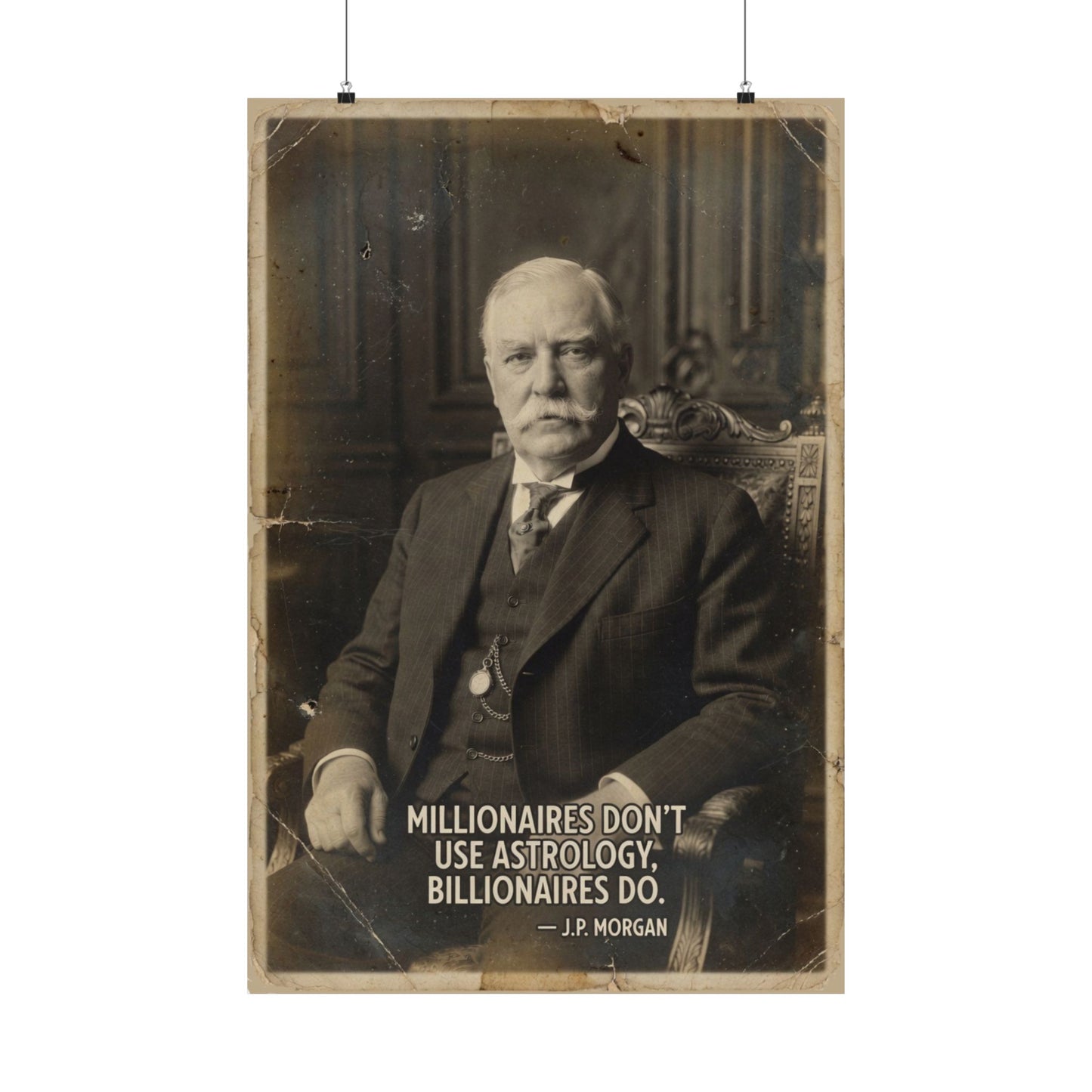 J.P. Morgan Quote Poster Matte Vertical Poster | Vintage Banker Portrait, Motivational Finance Wall Art