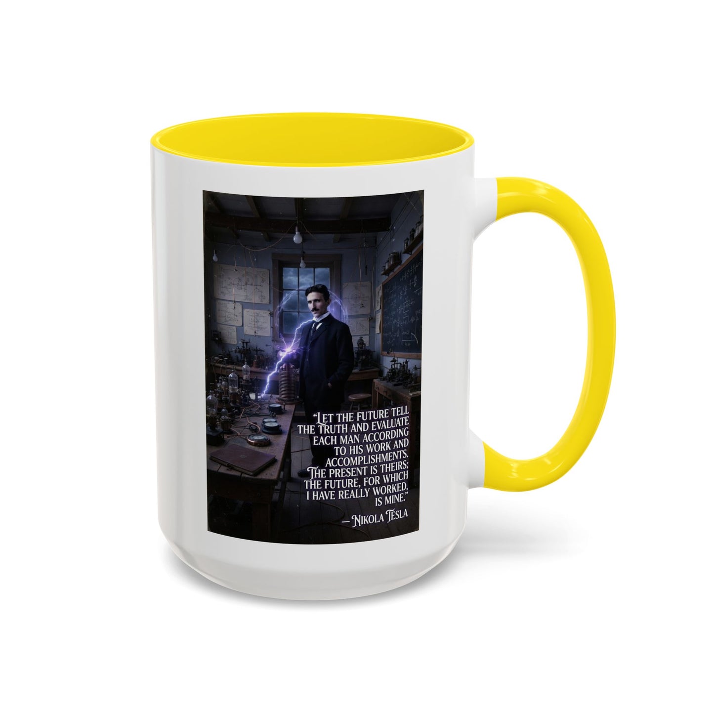 Motivational Nikola Tesla Accent Coffee Mug – Inspirational Science Quote